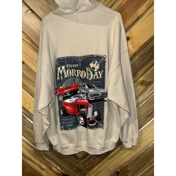 Morro Bay hoodie sweater men's XL Cruisin Morro Bay Beige Pull-Over - Picture 4 of 5